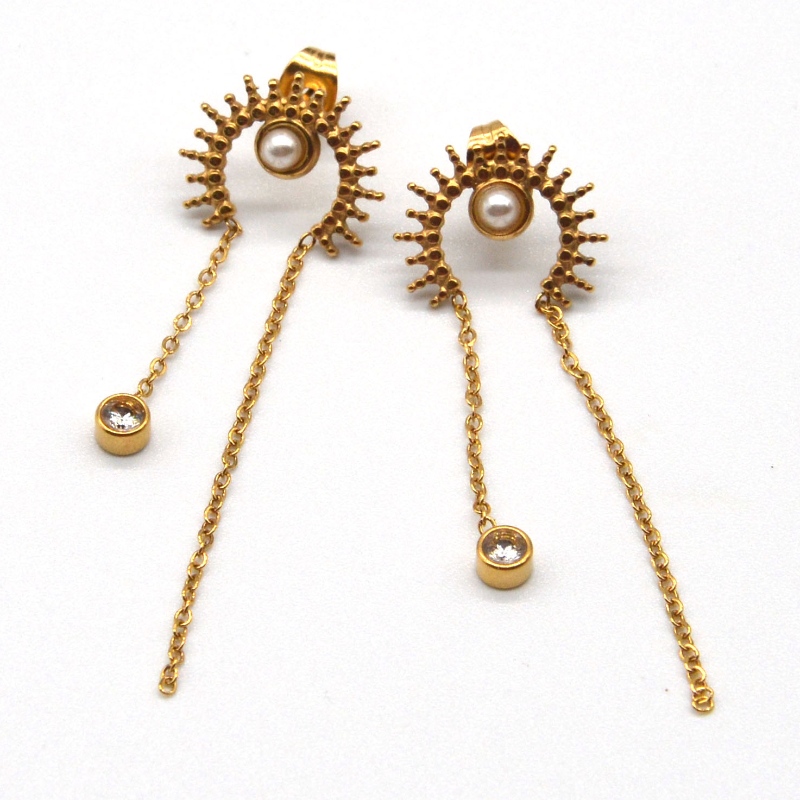 Pendientes redondos, borlas, colgantes de chapado al vacío de cinta, cadenas, colgantes, pendientes lindos, joyería Fábrica de procesamiento de joyas de China Ruifanbao