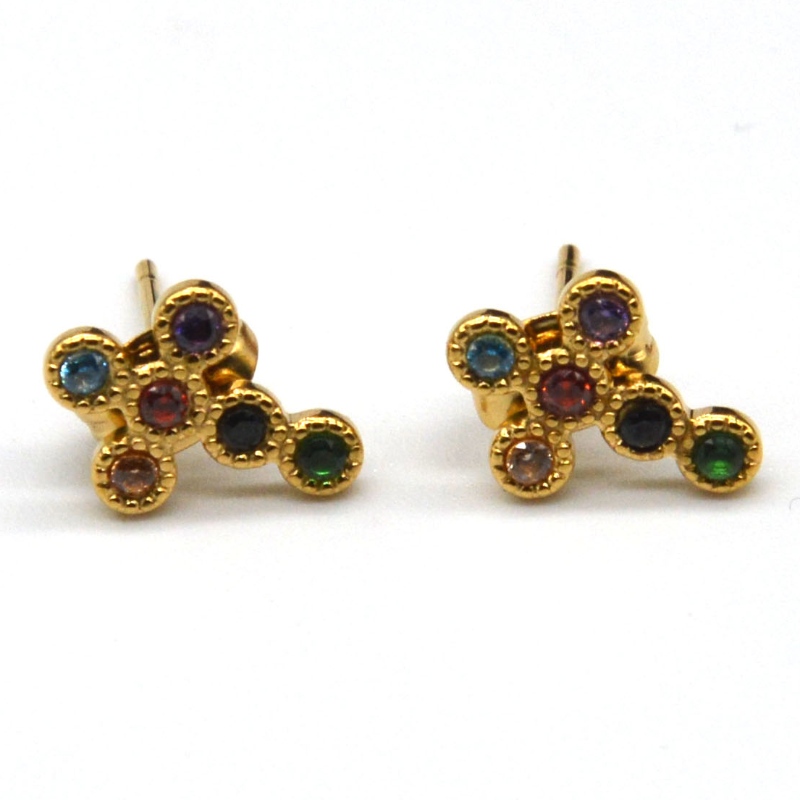 Pendientes cruzados de mini pavé de circonita cúbica para mujer, fábrica de procesamiento de joyas de China Ruifanbao