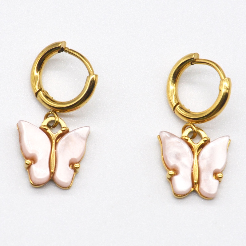 Aretes de mariposa, joyas de color, anillos de oro, aretes de fiesta de la mujer