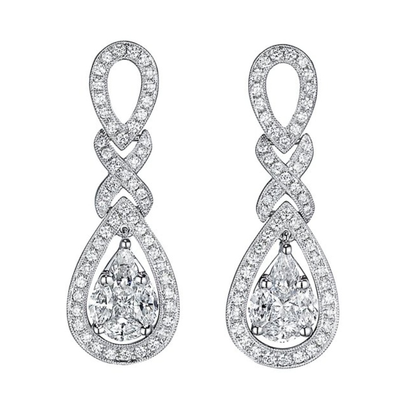 Joyería de cristal para mujer: pendientes colgantes nupciales de cristal en forma de gota de plata esterlina 925 adecuados para novias de boda, damas de honor, joyería de moda de cumpleaños, fábrica de procesamiento de joyas de China Ruifanbao