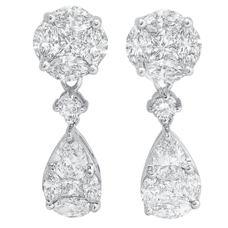 Pendientes colgantes de novia en forma de lágrima de circonita cúbica de plata esterlina 925 Fábrica de joyas de China Ruifanbao