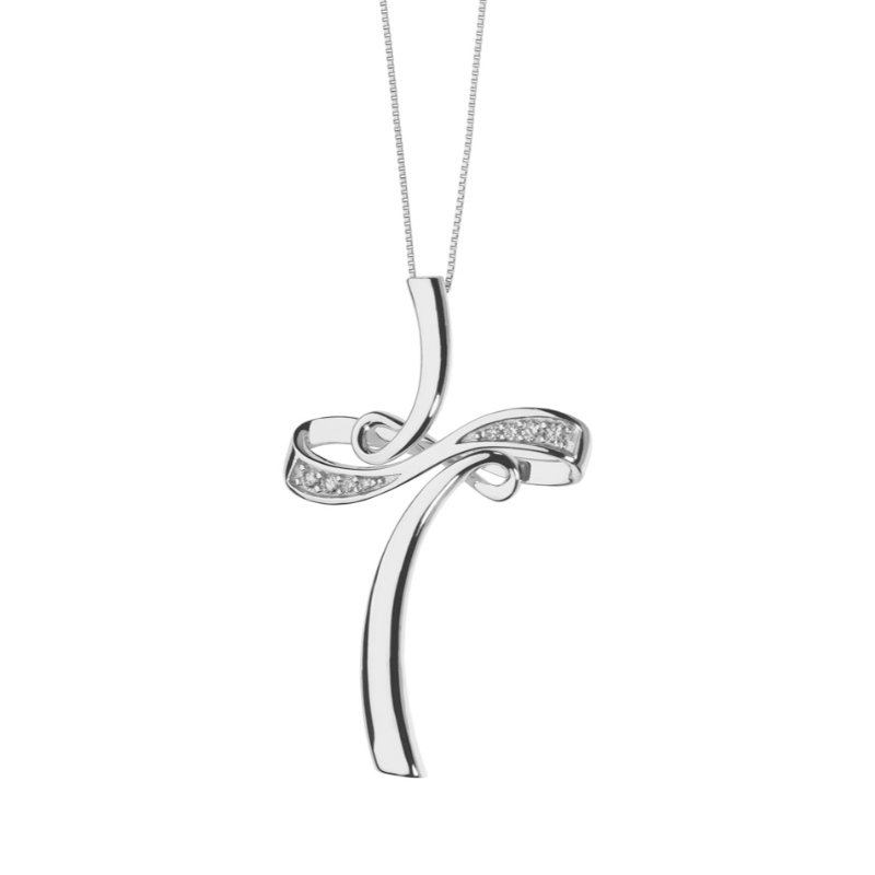 Collar de piedra pegajosa de plata de la cruz simple de las mujeres de estilo europeo y americano 925 Fábrica de procesamiento de joyas de China Ruifanbao