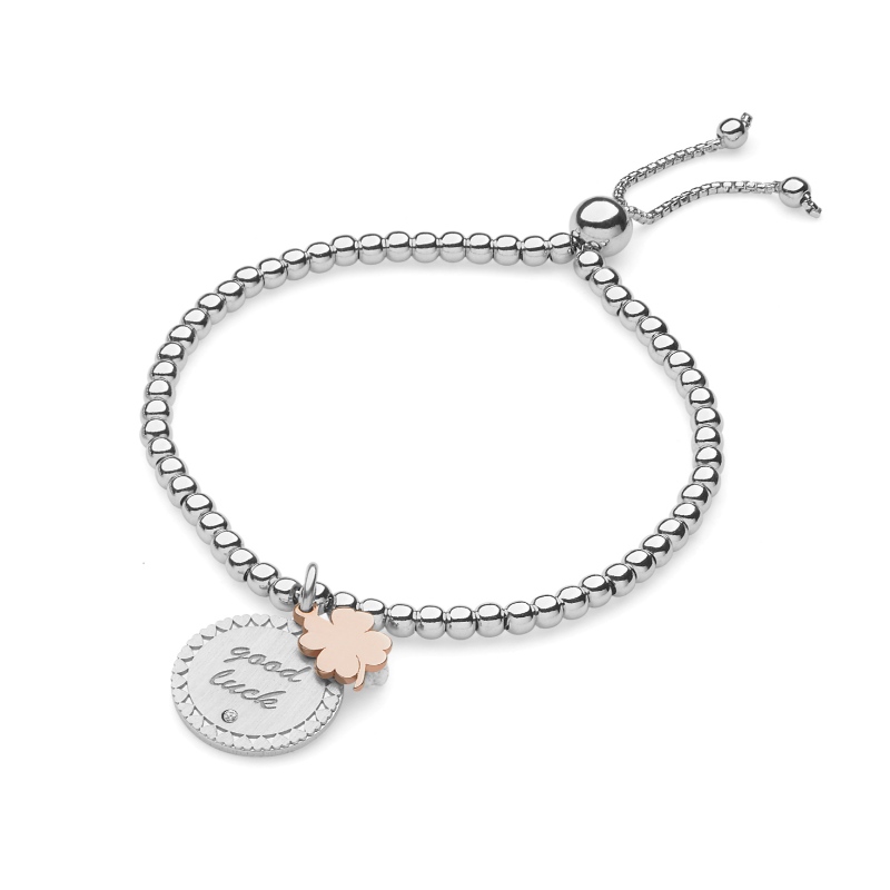 Mujeres estilo europeo y americano lindo simple trébol de cuatro hojas pulsera de cierre móvil de acero inoxidable China Ruifanbao Jewelry Factory