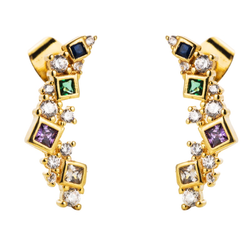 Pendientes de instrucciones de la moda transfronteriza europea y americana Femenino de cobre Micro-incrustaciones de zircon arcos de arco de moda de moda Pendientes de temperamento coreano salvaje