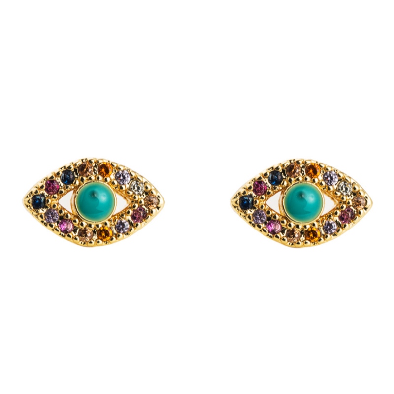EUROPEO Y AMERICANO SIMPLE TEMPERAMENTO FEMENINO PENDIENTES PENDIENTES DE LOTENCIA Color de oro con incrustaciones de oro Zircon Devil \\\\ \'S Pendientes de los ojos