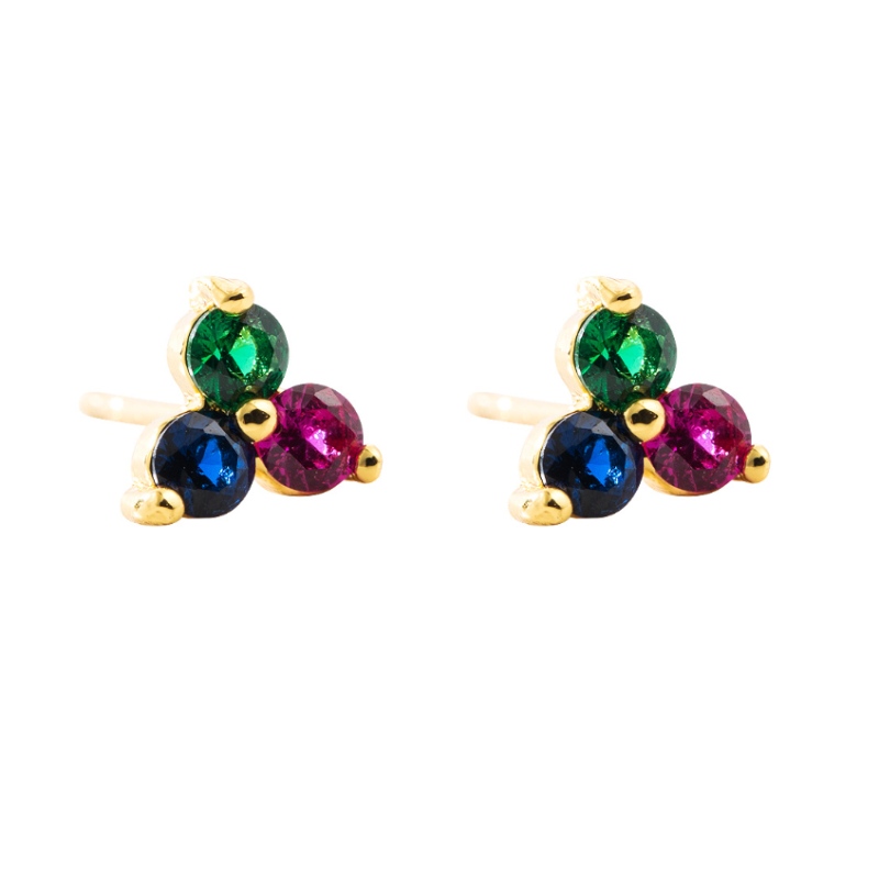 Pendientes silvestres europeos y americanos Pendientes coreanos Damas Pendientes europeos y americanos Micro-incrustaciones Color Zircon ins Geométricos Pendientes geométricos