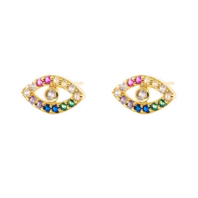 Pendientes de zircon pendientes de zircon colorido con incrustaciones de cobre dorado.