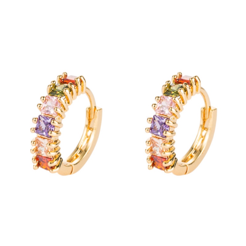Pendientes de pendiente de oro de la moda coreana, zircon con incrustaciones de latón, aretes encantadores insubres
