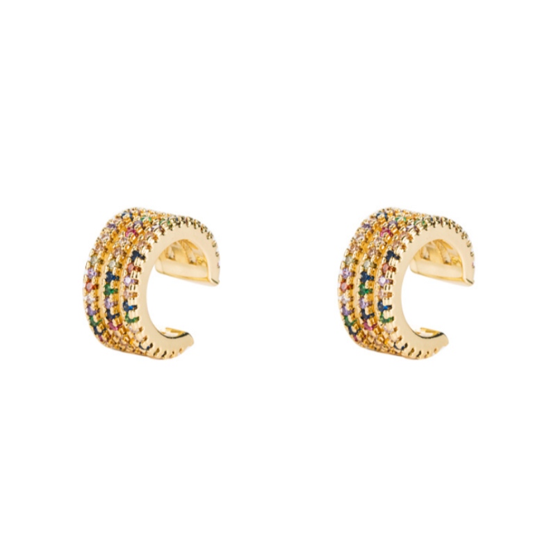 INSE Nuevo y europeo y americano Los hombres de los hombres y las mujeres con clip de cobre micro-incrustado color circonio simple oreja clip sin piercing aretes de hip-hop