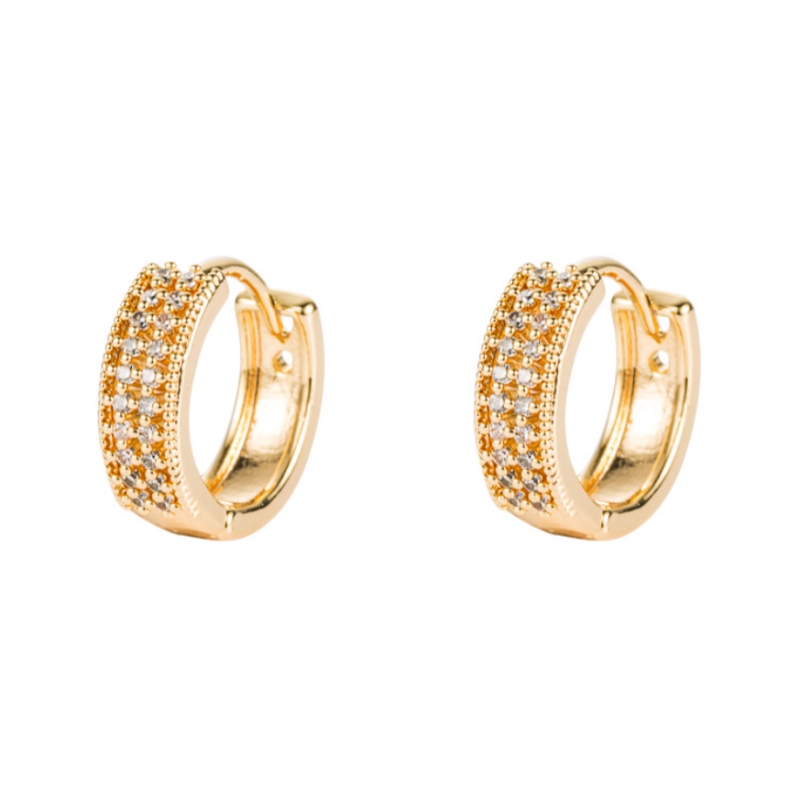 Pendientes 2021 NUEVO ORO MOMETE PENDIENTES PEQUEÑOS PENDIENTES PENDIENTES OORNOS ANILLO DE CORTE INLACIONADO Zircón Ear Ear Hebilla Temperamento Coreano Sencillez