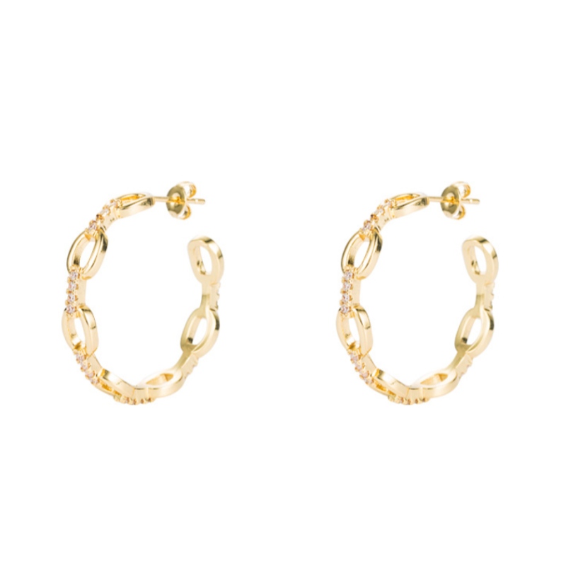 Nueva Moda europea y americana Geométrica Geométrica AR Pendientes de aro de latón hembra Latón Chapado en oro Micro-incrustado Zircon Star Pendientes de Instrumentos de Cinco puntiagudos