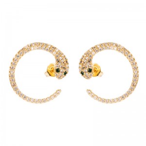 INS European and American Cross-fronteras Nuevo producto Pendientes de personalidad exagerada Pendientes en forma de serpiente de serpientes Micro-incrustado Zircon Hip-Hop C-Formado Snake Pendientes de serpiente