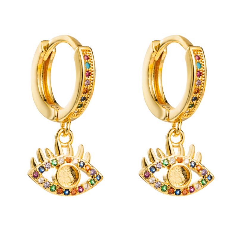 INS Pendientes de moda Fuentes transfronterizas de pendientes personalizados Mujer de latón real Pendientes colgantes chapados en oro del diablo Pendientes de los ojos del diablo