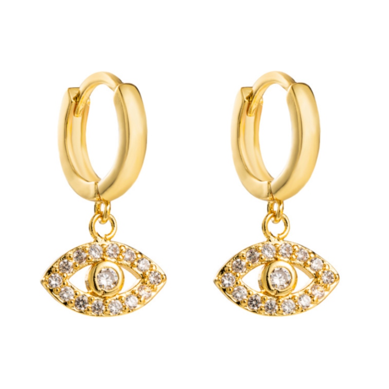 Nueva joyería Pendientes de ojo de temperamento fresco Pendientes Femeninos Pendientes Real Pendientes de Zircon Micro-INlay