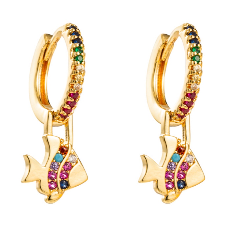 Pendientes de moda europeos y americanos Serie del arco iris Piezas Pendientes Pendientes Pendientes Pendientes de Latón Pendientes de Zircon Micro-Inlaid